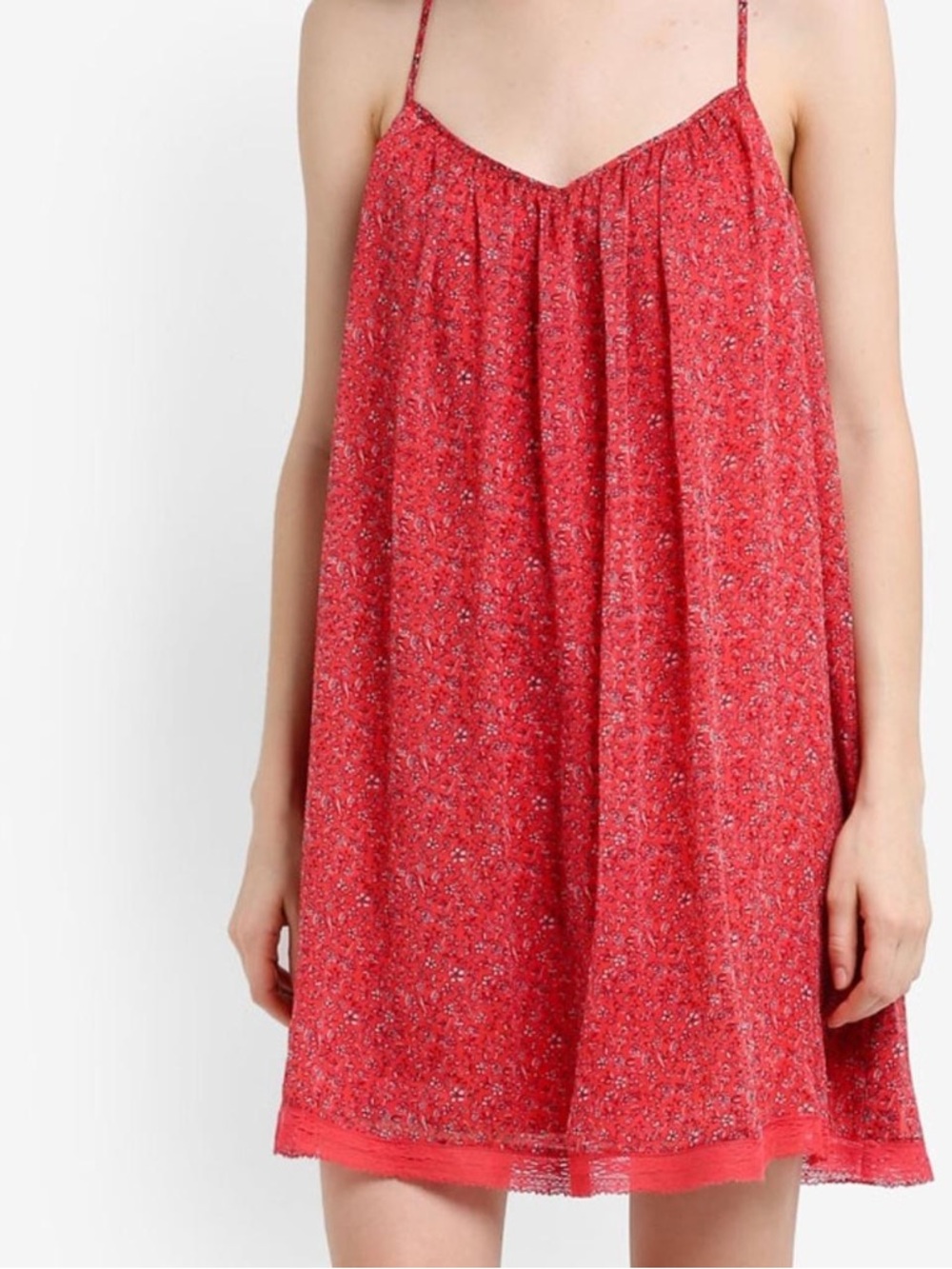 Abercrombie & Fitch Red Floral Cami Mini Dress – Flowy Summer Slip